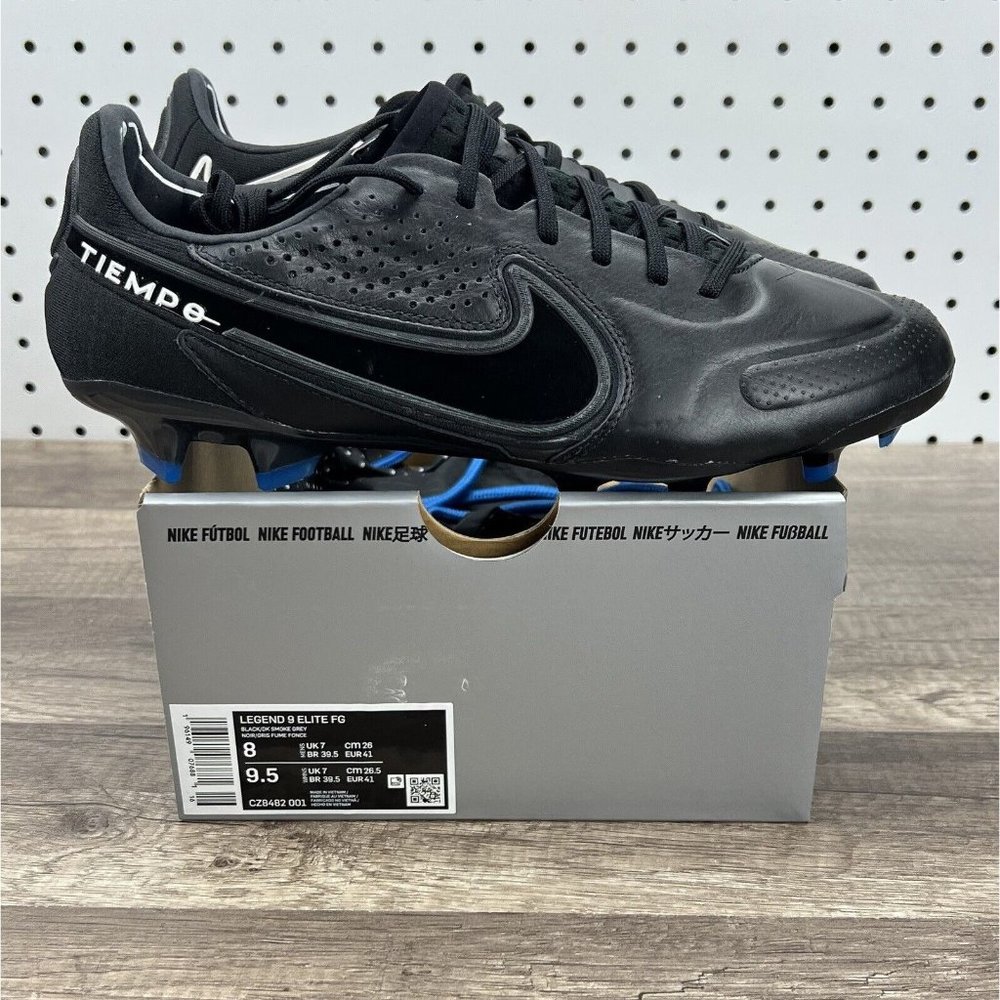 Nike Legend 9 Elite FG Black Blue Soccer Cleats Shoes CZ8482-001) Men's Size 8